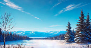 Image du ciel bleu en hiver pour représenter l’élément chimique oxygene