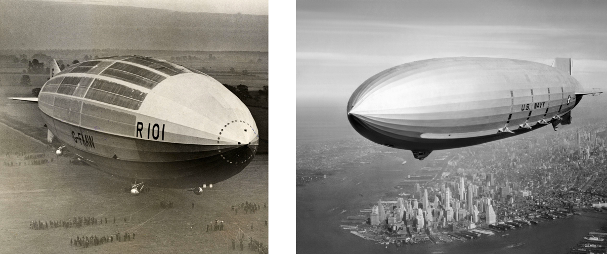 Le dirigeable britannique R101 et le dirigeable américain USS Macon