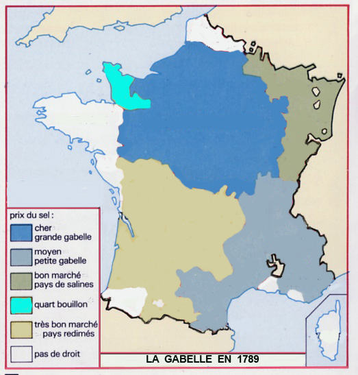 Carte des gabelles en 1789